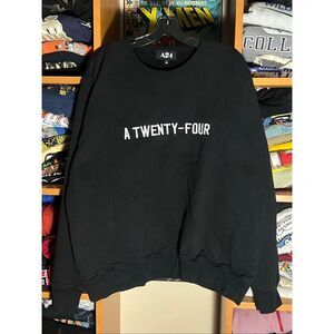 A24 A Twenty Four Spellout Embroidered Heavy Black Sweatshirt